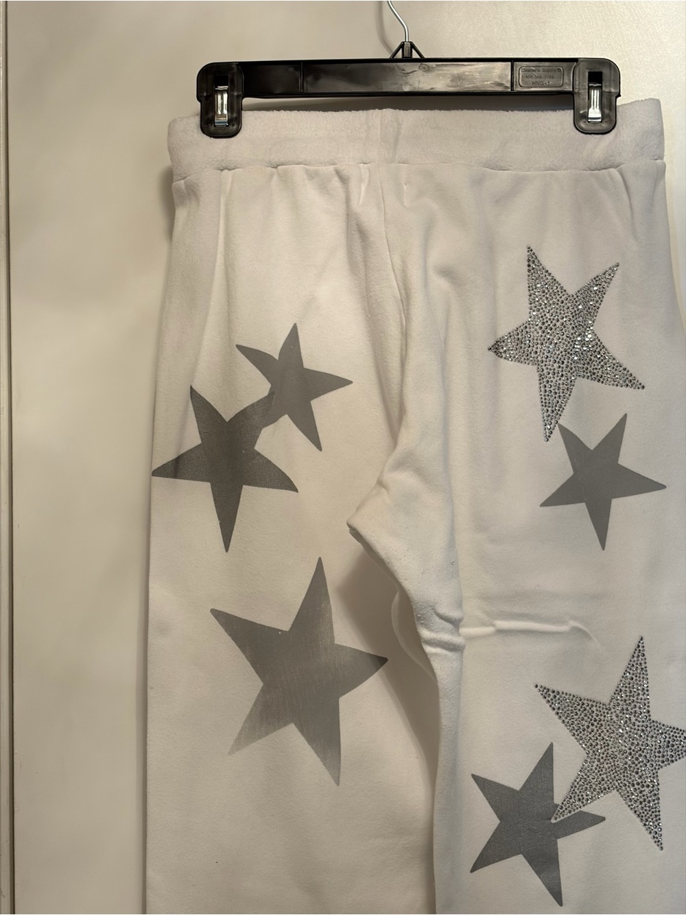 White Star Print jogging pants with Silver Rhinestone Stars! So cute! - Picture 5 of 12